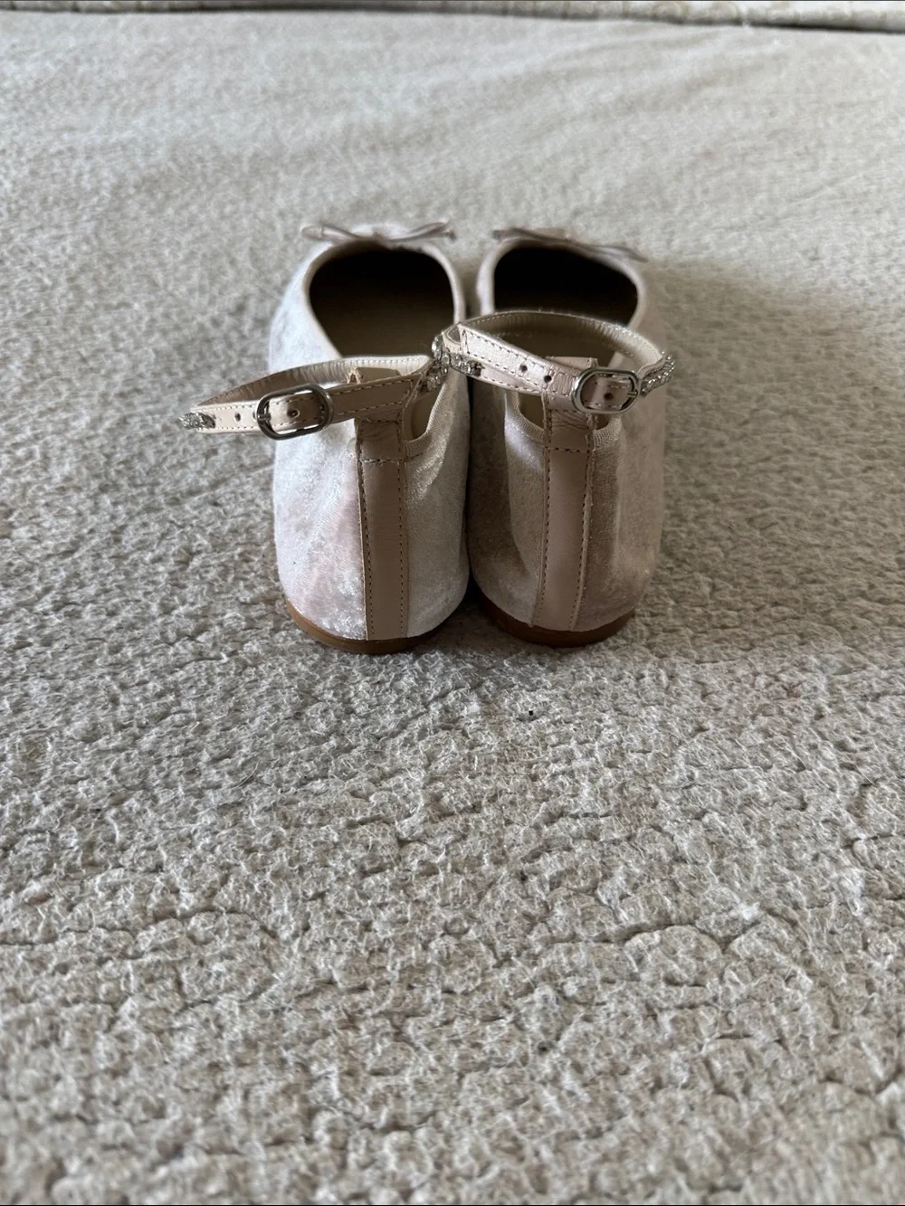 Anthropologie Embellished Velvet Ballet Flats Guilhermina Pale Pink Size 9M